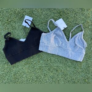 ✨Onia black longline ribbed bra set of 2.